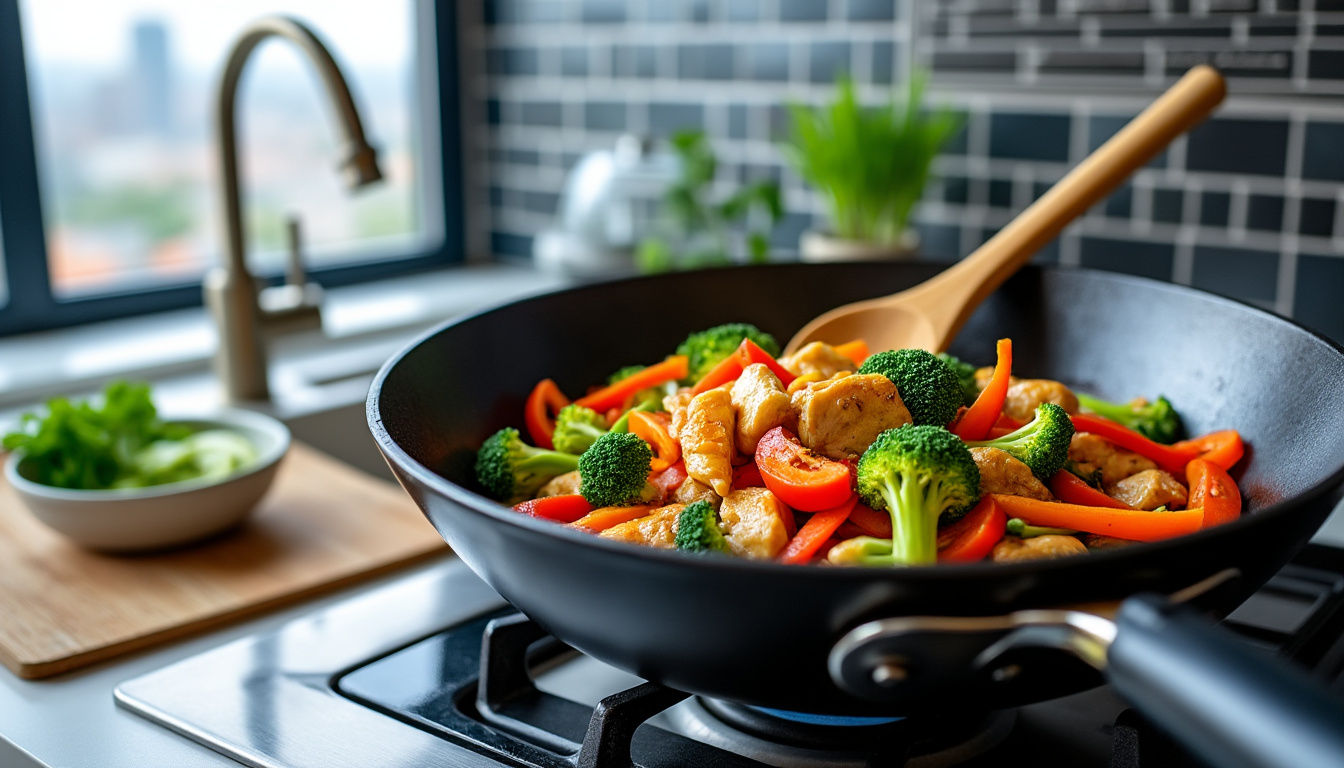 découvrez notre recette facile de wok de poulet, idéale pour un repas rapide et sain. préparez un plat délicieux, équilibré et plein de saveurs en quelques minutes seulement !