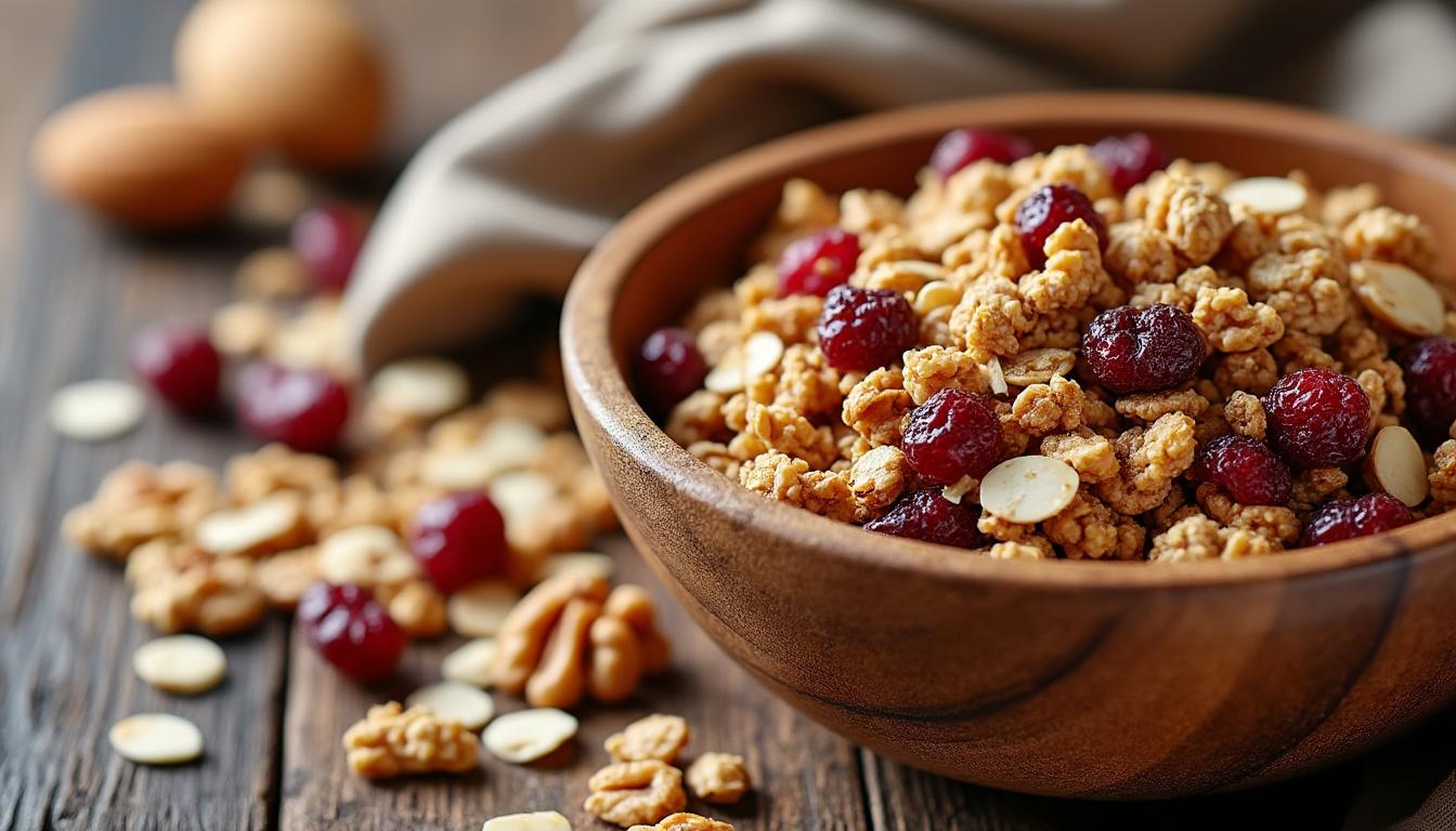 découvrez notre recette facile de granola healthy maison, croustillant et savoureux, parfait pour un petit-déjeuner équilibré ou une collation saine. préparez-le en quelques minutes avec des ingrédients naturels !