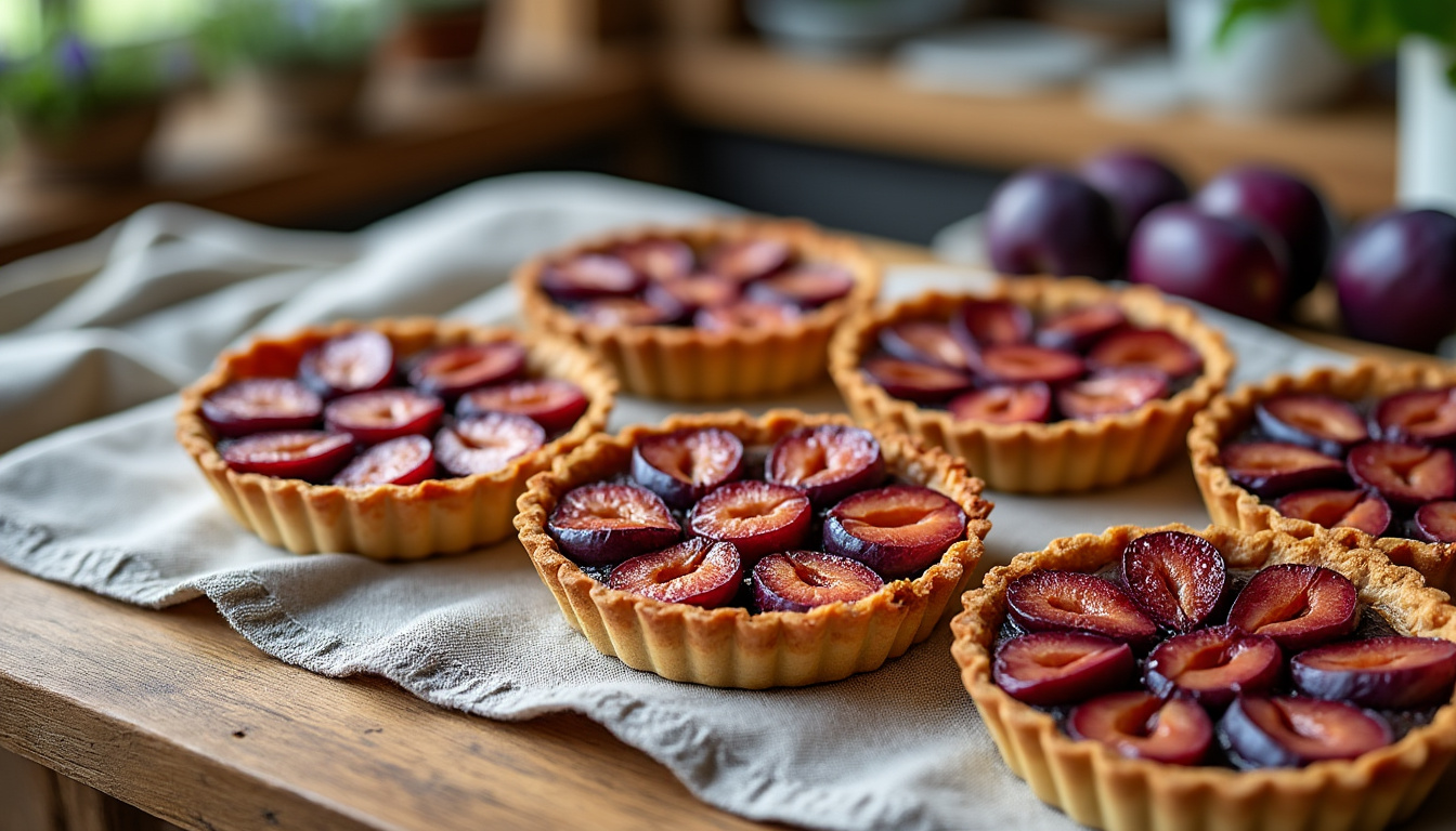 découvrez notre recette facile et gourmande de tartelettes aux prunes, parfaites pour un dessert fruité et savoureux. profitez d'une pâte croustillante et de prunes juteuses pour régaler petits et grands !